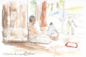 栗谷さと子　インド旅スケッチ　Travel sketch in India by Kuriya Satoko