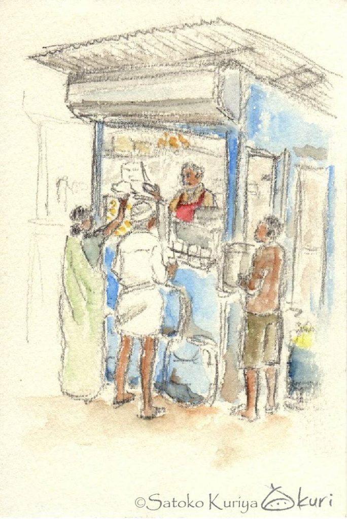 栗谷さと子　インド旅スケッチ　Travel sketch in India by Kuriya Satoko