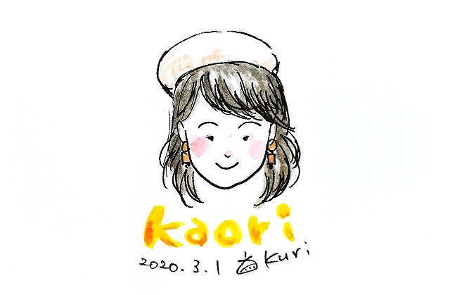 栗谷さと子　ミニ似顔絵　Kuriya Satoko little portrait