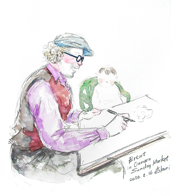 Kuriya Satoko portrait 栗谷さと子 似顔絵