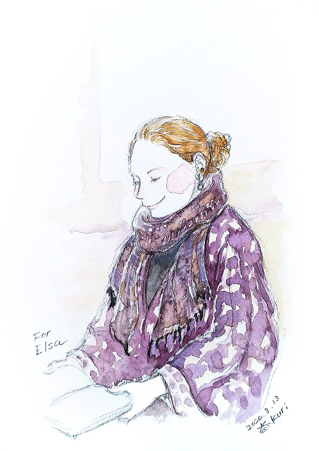 Kuriya Satoko portrait　栗谷さと子　似顔絵