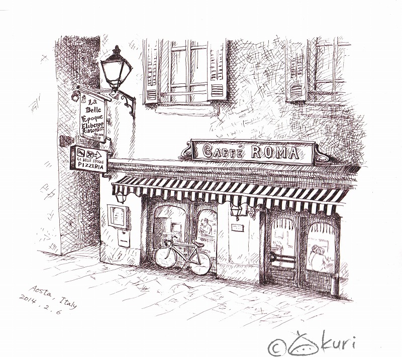 栗谷さと子　旅スケッチ　イタリア　Kuriya Satoko Travel sketch in Italy