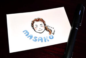 栗谷さと子　似顔絵　イラスト　Kuriya Satoko portrait