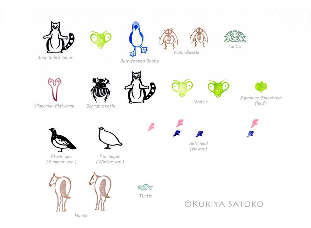Kuriya Satoko stamps 栗谷さと子　消しゴムハンコ　スタンプ