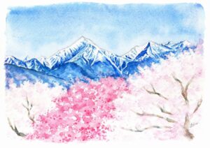 kuriya satoko landscape painting in watercolor 栗谷さと子　風景画　水彩画