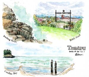 栗谷さと子　旅スケッチ　ニュージーランド　ティマルー　Timaru New Zealand travel sketch Satoko Kuriya