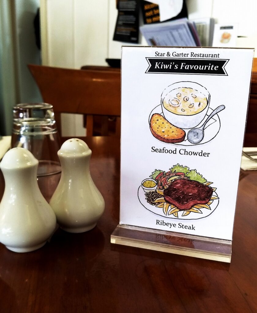 Kuriya Satoko Star and Garter menu 栗谷さと子 レストランメニュー 食品イラスト