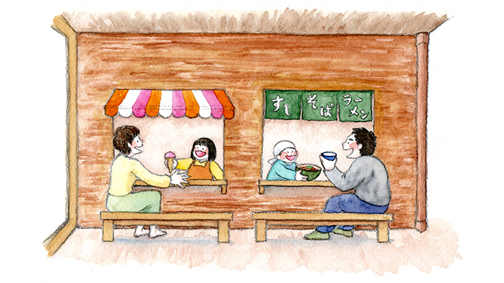 マツモトサトヤマドアーズ　クラウドファンディング　イメージ図　栗谷さと子　イラスト