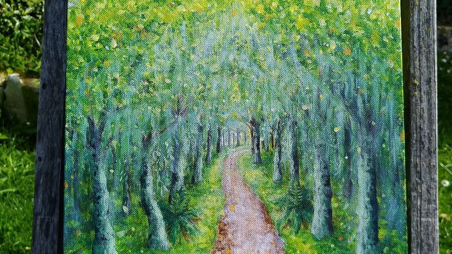 栗谷さと子　風景画　ミルフォードトラック　Satoko Kuriya Painting Milford Track