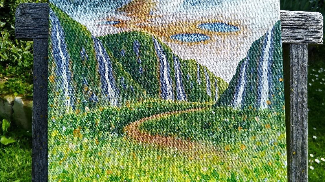 栗谷さと子　風景画　ミルフォードトラック　Satoko Kuriya Painting Milford Track