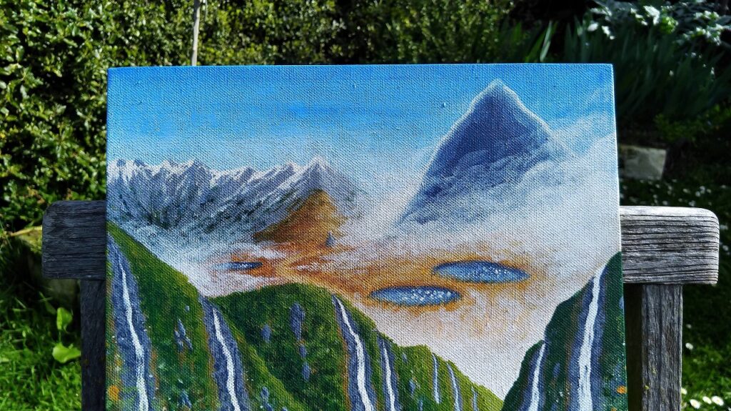 栗谷さと子　風景画　ミルフォードトラック　Satoko Kuriya Painting Milford Track